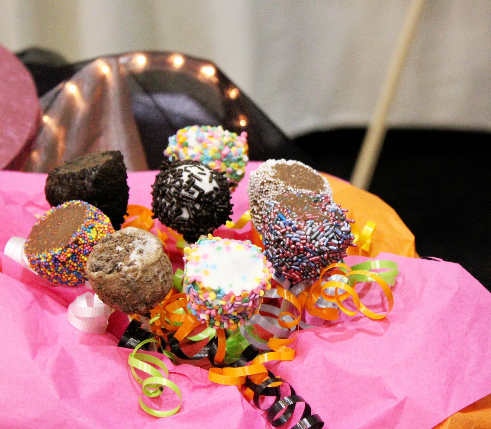 wedding cake pops Cake pops on a stick. Or too 'kid party'?