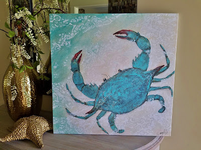 Florida blue crab on the beach painting