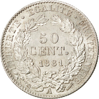 France 50 Centimes Silver Coin