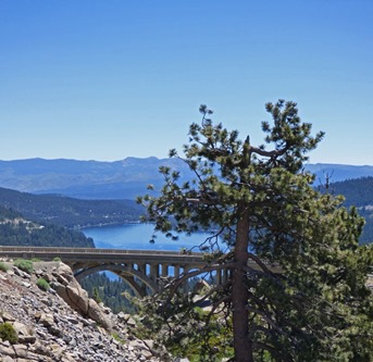 Donner Lake and Donner Summit Bridge from Scenic U.S. 40