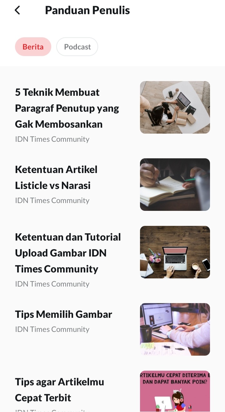 Kumpulan panduan kepenulisan yang bisa dibaca untuk modal menulis di idn app