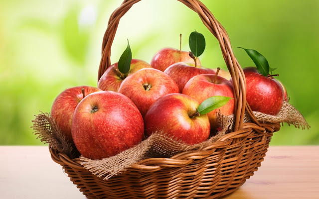 Fresh Red Apples in a Basket HD Fruit Wallpaper