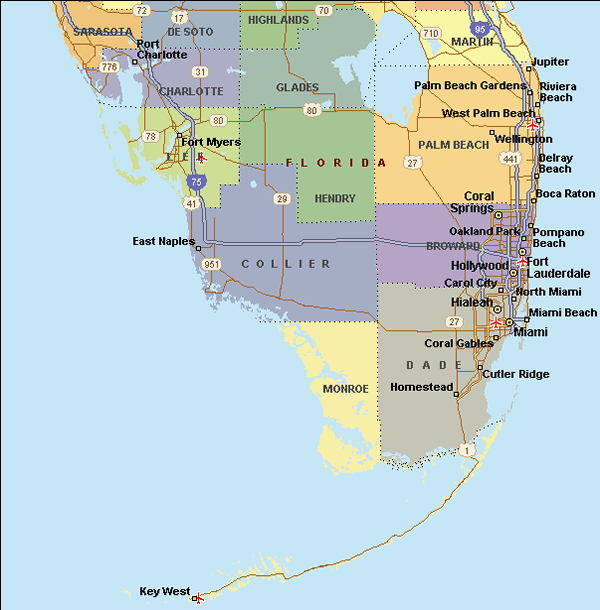 County Map Of South Florida