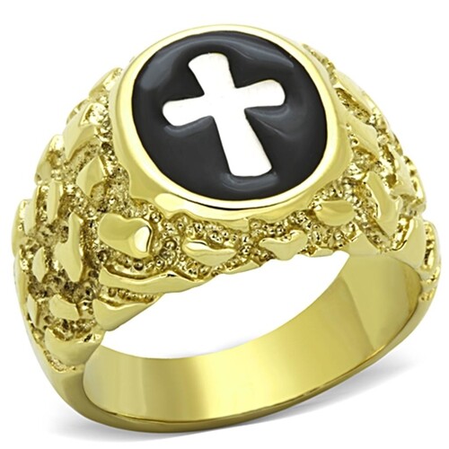 Men Stainless Steel Cross No Stone Rings