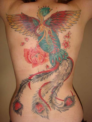 Full backside phoenix tattoo