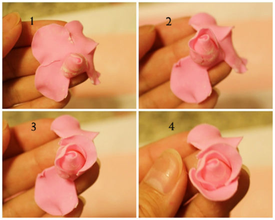 Trang trí bánh kem bằng hoa hồng làm từ fondant 6