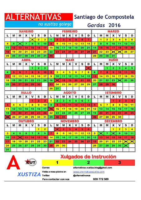 Santiago. Calendario de gardas 2016