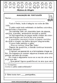 Avaliação de português - 3º ano-2º bimestre