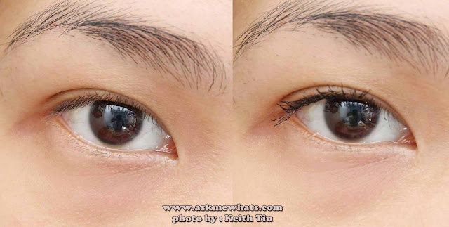 before and after photo using Etude House Proof 10 Henna Fix Mascara in Black