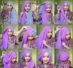 tutorial hijab segi empat pesta modern