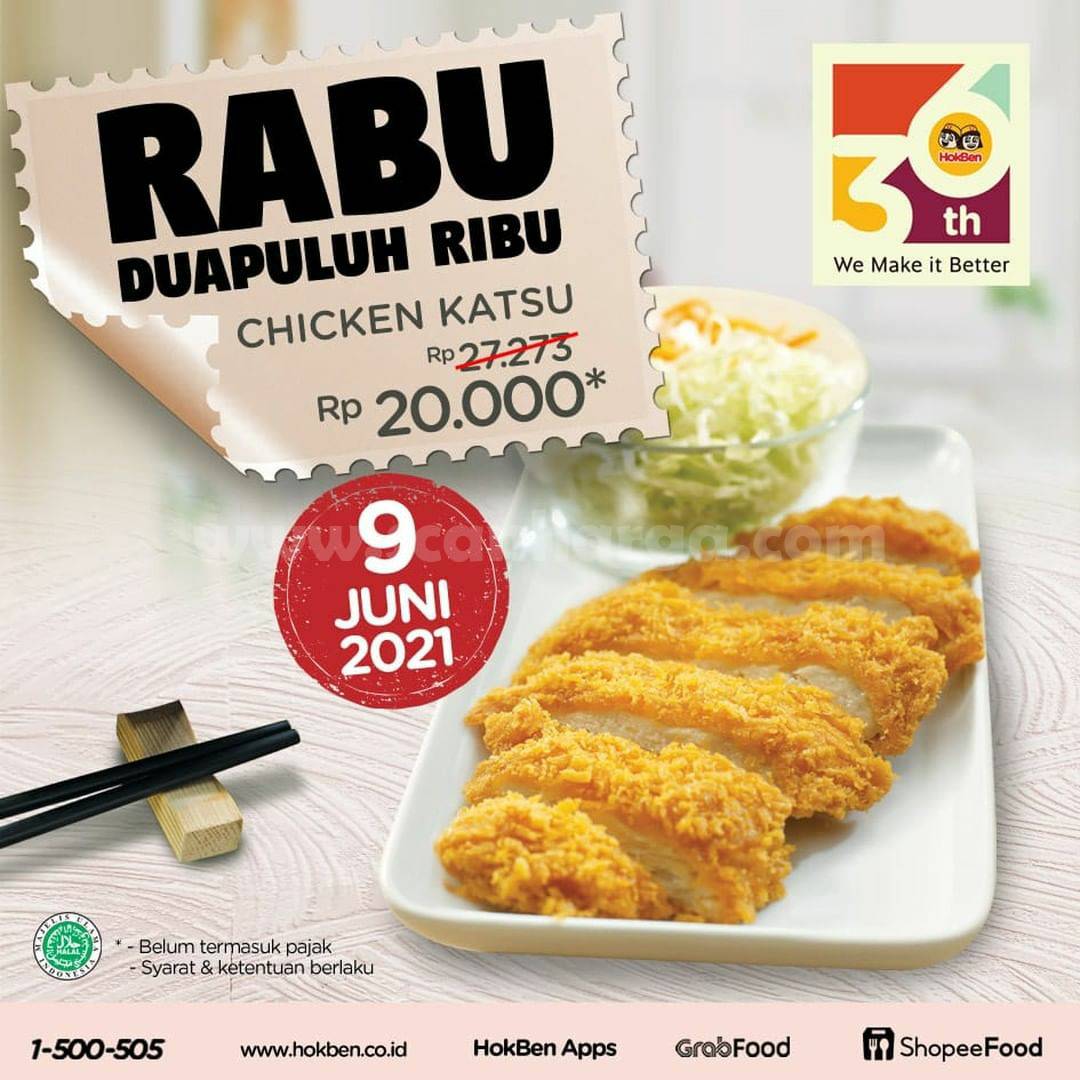 Promo Hokben Rabu Dua Puluh Ribu - Chicken Katsu hanya Rp. 20.000