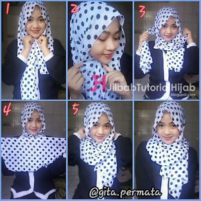 tutorial hijab pashmina motif polkadot untuk pergi ke kampus sehari-hari terbaru