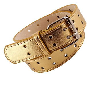 Mens unisex Belt faux leaher gold two hole, up to 7xl available...