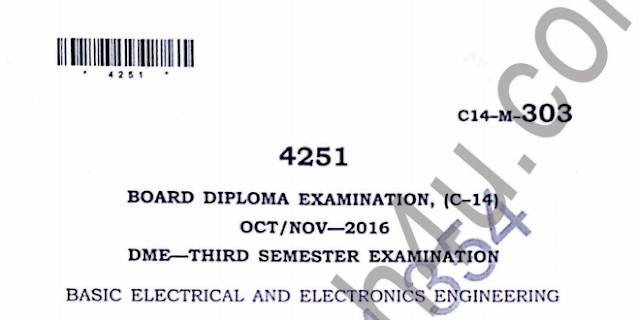 Sbtet Electrical & Electronics Engineering previous model question paper oct/nov 2016 Diploma
