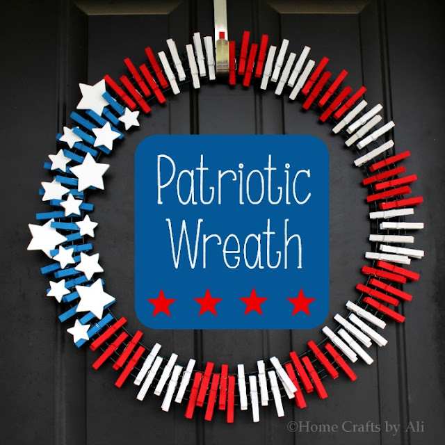 4th of July wreath DIY tutorial clothespin patriotic red white blue