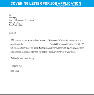 Simple Covering letter for job application - Sample