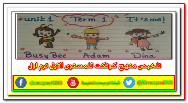 ملخص كامل لمنهج كونكت connect KG1 للمستوى الاول kg1 ترم اول 