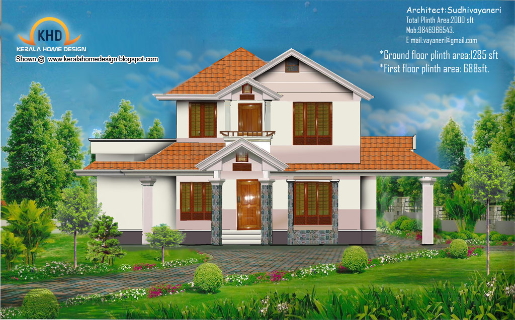 Home plan and elevation 2000 Sq Ft Kerala home design 