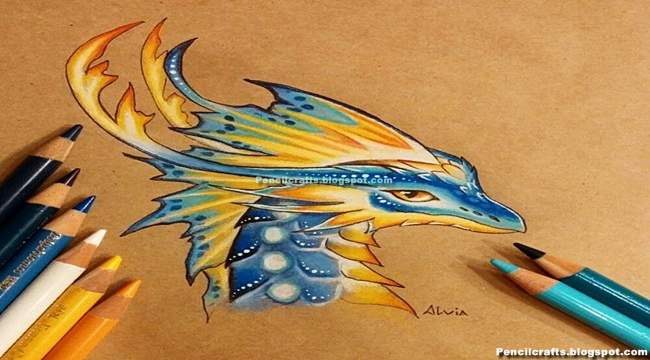 New Color Pencil Drawings Dragon