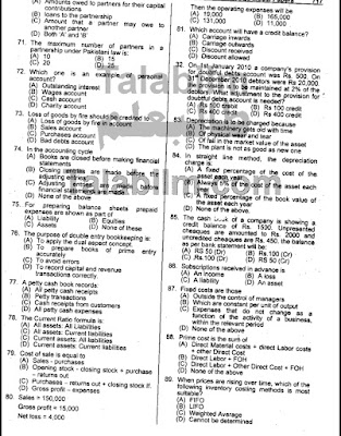 SPSC Assistant Accounts Officer Past Papers MCQs