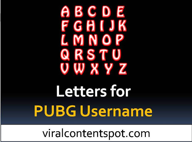 Letters for PUBG Username