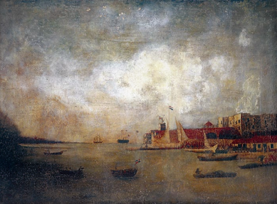 The Port on the Ozama River, painting by Alejandro Bonilla