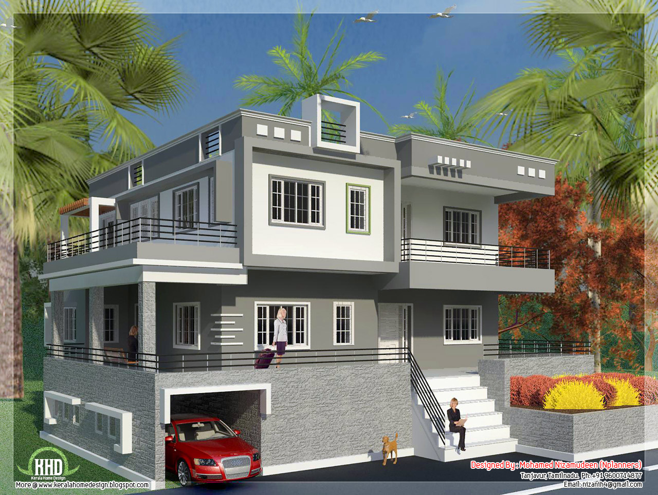 North Indian style minimalist house exterior design   Kerala home