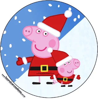 Peppa Pig in Christmas, Toppers or Free Printable Candy Bar Labels.