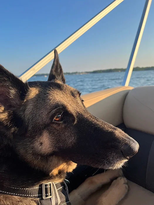 Finn on vacation on a boat