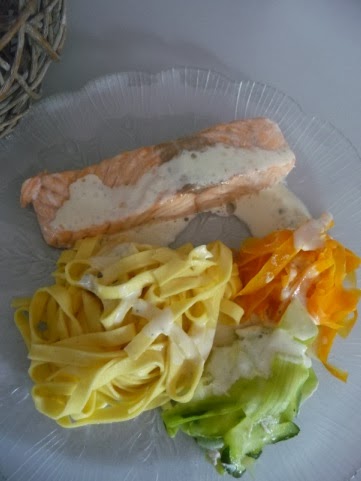 Saumon Aux Trois Tagliatelles Et Sauce Au Boursin Au Thermomix