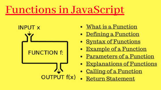 functions tutorials in javascript with diagram and list