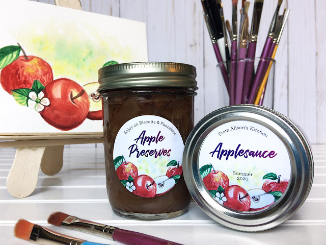 Custom Watercolor Apple canning jar labels