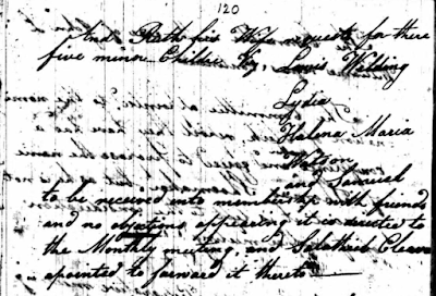 Climbing My Family Tree: Part 2: Gwynedd Preparative Meeting, Montgomery County, PA  17 Mar 1819 (p120)