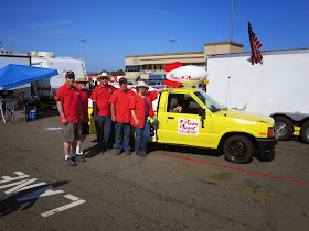 Micah McElravy, Matts Lark, Karl Rodgers, Mike Camicia & Nadine Camicia with Pizza Planet Racer