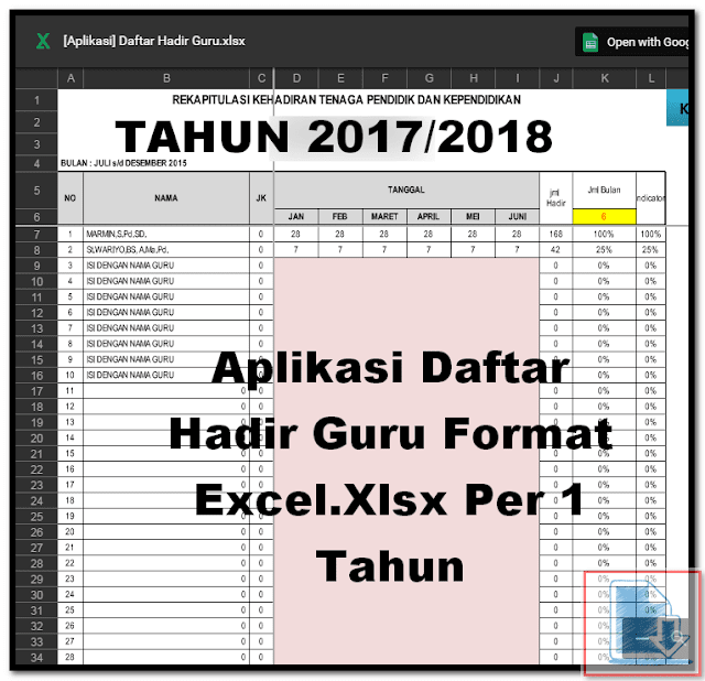  Aplikasi Daftar Hadir Guru Format Excel Aplikasi Daftar Hadir Guru Format Excel.Xlsx Per 1 Tahun