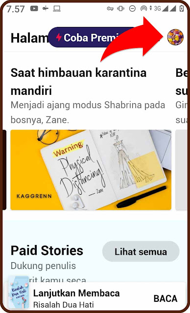 membuka profil wattpad