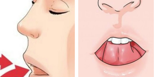 Toca el área detrás de los dientes superiores con la lengua y respira, esto sucederá a su cuerpo