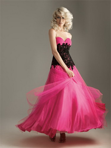 celebrity Gossip Pink  And Black  Prom  Dress 