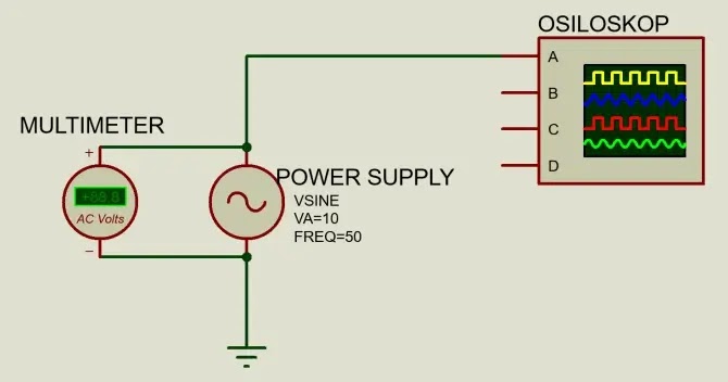 Rangkaian sederhana menggunakan osiloskop
