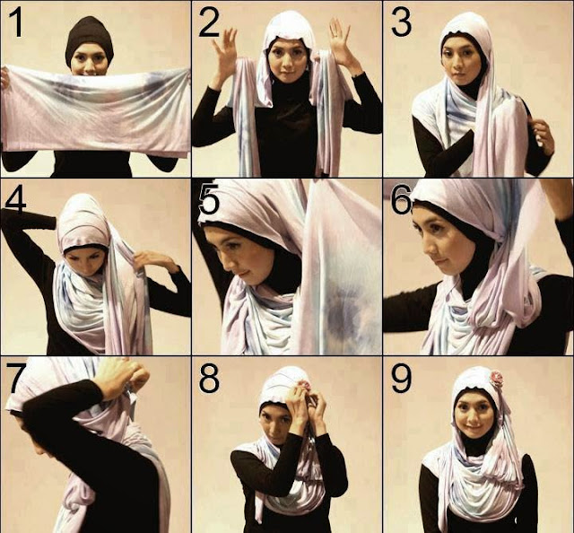 Cara Memakai Jilbab Panjang