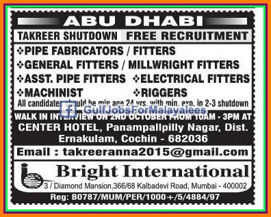 Shut down jobs & free job recruitment for Abudhabi