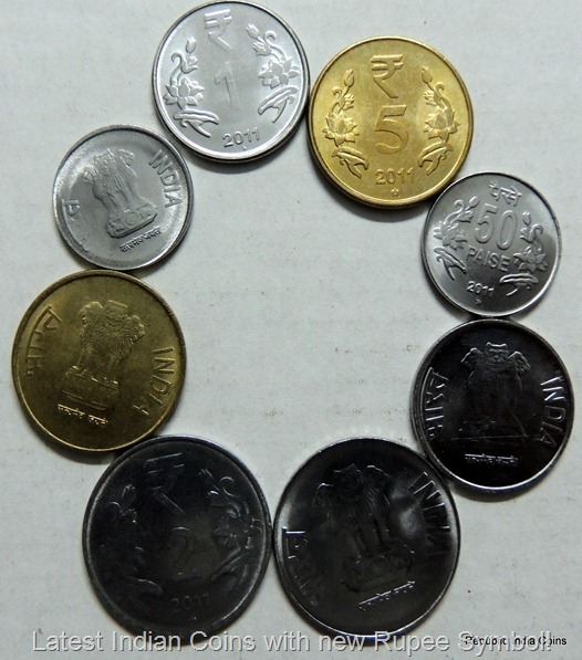 Latest Indian Coins with new Rupee Symbol!