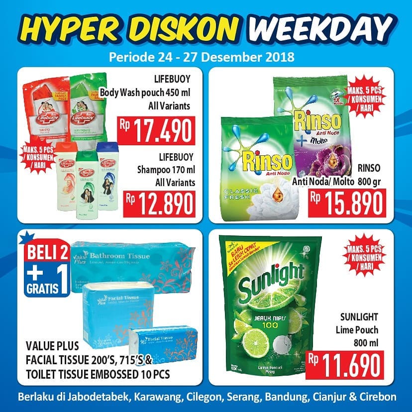 #Hypermart - Promo Hyper Diskon Week Day Periode 24 -27 Desember 2018