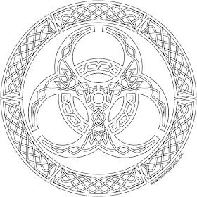 A biohazard symbol in knotwork to print and color in jpg and transparent PNG format 