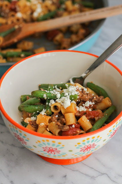 One Pan Greek Beef Pasta | The Chef Next Door