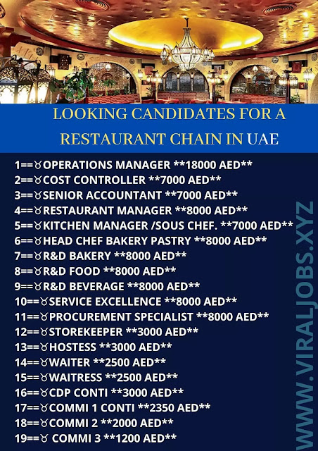 LOOKING CANDIDATES FOR A RESTAURANT CHAIN IN UAE