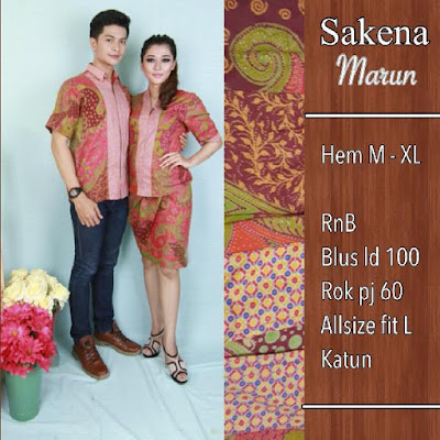 Baju Batik Pasangan Sakena Merah SP8092  