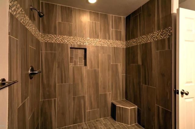Nice Brown Bathroom Dark Tile Ideas