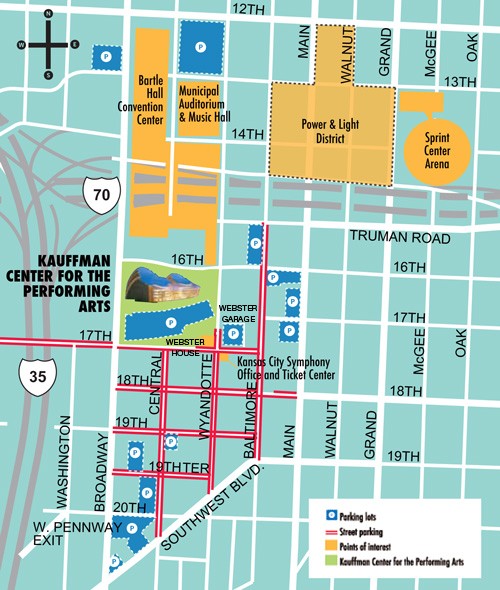 Kauffman Center Parking Map