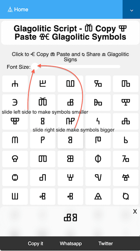 How to make ⱅ Glagolitic Symbols Bigger and smaller?